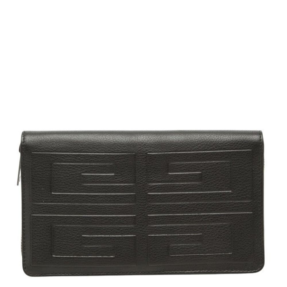 Givenchy Leather 4G Round Zipper Long Wallet Black